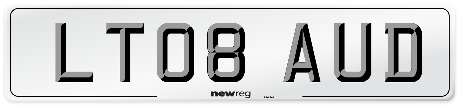 LT08 AUD Number Plate from New Reg